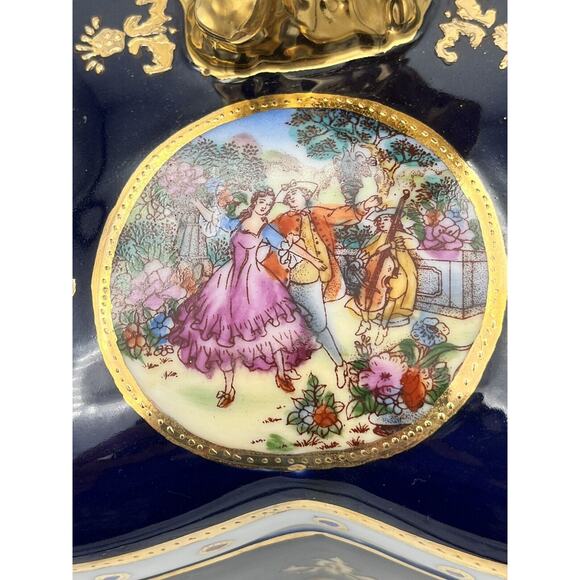 Sevres France Porcelain Hand Painted Vintage Lidded Art Bowl Gold Trim Bird Top - Picture 10 of 16